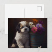 Cartes Postales chien Fleur ポストカード (正面/裏面)