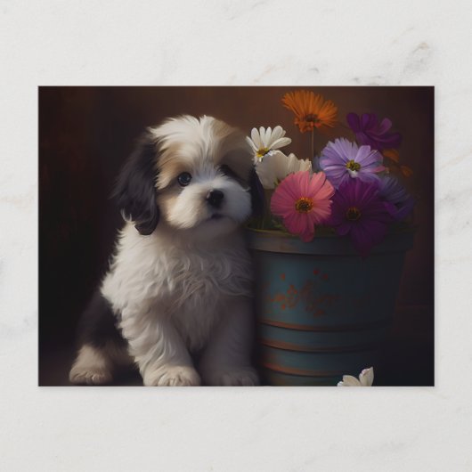 Cartes Postales chien Fleur ポストカード (正面)