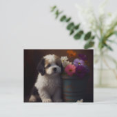 Cartes Postales chien Fleur ポストカード (スタンド正面)