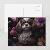 Cartes Postales chien Fleur ポストカード (正面/裏面)