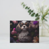 Cartes Postales chien Fleur ポストカード (スタンド正面)