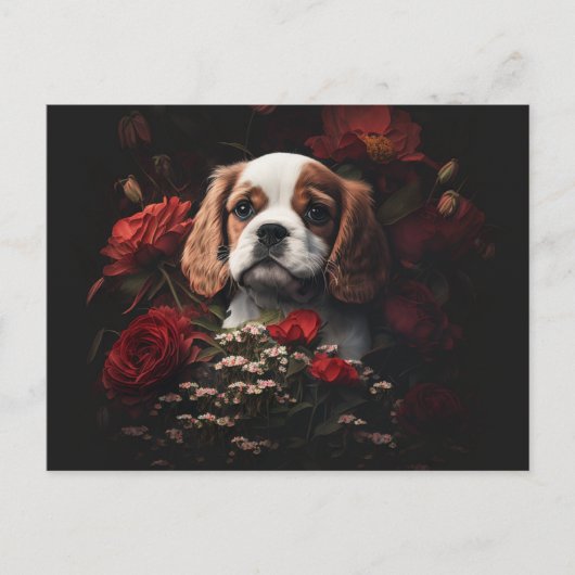 Cartes Postales chien Fleur ポストカード (正面)