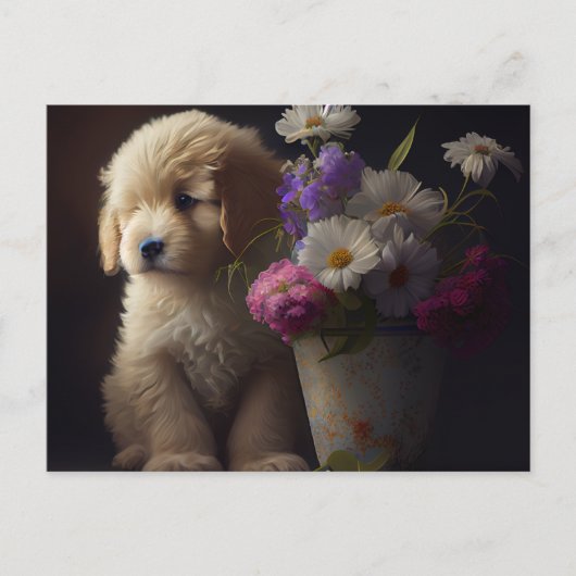 Cartes Postales chien Fleur ポストカード (正面)