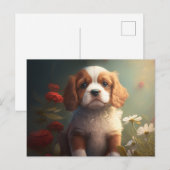 Cartes Postales chien Fleur ポストカード (正面/裏面)