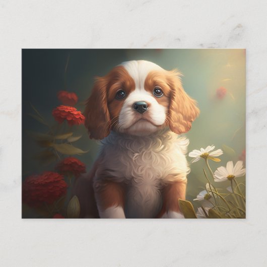 Cartes Postales chien Fleur ポストカード (正面)