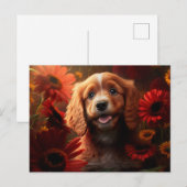 Cartes Postales chien Fleur ポストカード (正面/裏面)
