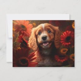 Cartes Postales chien Fleur ポストカード