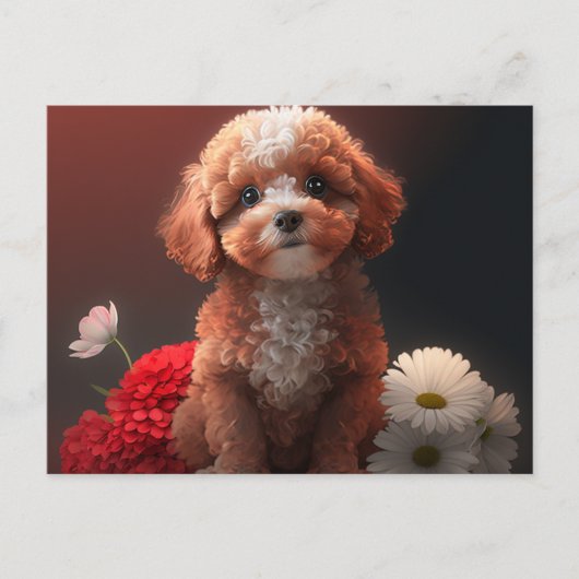 Cartes Postales chien Fleur ポストカード (正面)