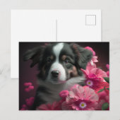 Cartes Postales chien Fleur ポストカード (正面/裏面)