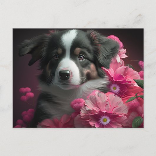 Cartes Postales chien Fleur ポストカード (正面)