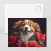 Cartes Postales chien Fleur ポストカード (正面/裏面)