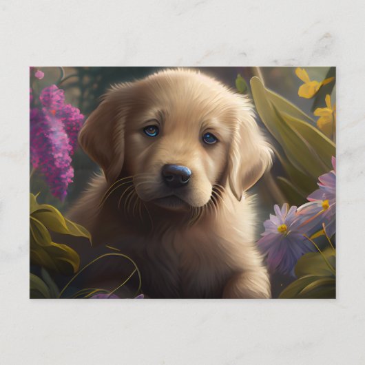 Cartes Postales chien Fleur ポストカード (正面)