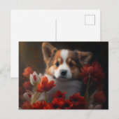Cartes Postales chien Fleur ポストカード (正面/裏面)