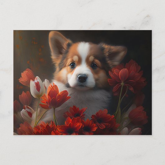 Cartes Postales chien Fleur ポストカード (正面)