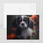 Cartes Postales chien Fleur ポストカード (正面/裏面)