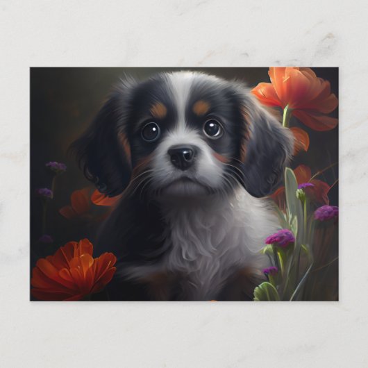 Cartes Postales chien Fleur ポストカード (正面)