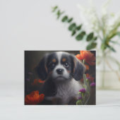 Cartes Postales chien Fleur ポストカード (スタンド正面)