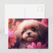Cartes Postales chien Fleur ポストカード (正面/裏面)