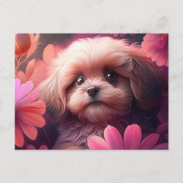 Cartes Postales chien Fleur ポストカード