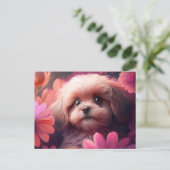 Cartes Postales chien Fleur ポストカード (スタンド正面)