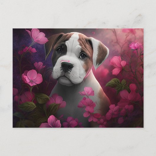 Cartes Postales chien Fleur ポストカード (正面)