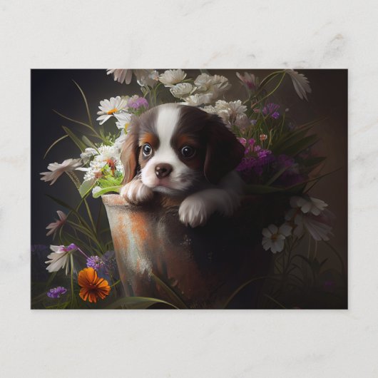 Cartes Postales chien Fleur ポストカード (正面)
