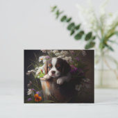 Cartes Postales chien Fleur ポストカード (スタンド正面)