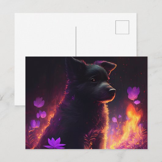 Cartes Postales Chien Mauve ポストカード (正面/裏面)