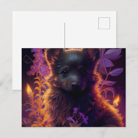 Cartes Postales Chien Mauve ポストカード (正面/裏面)