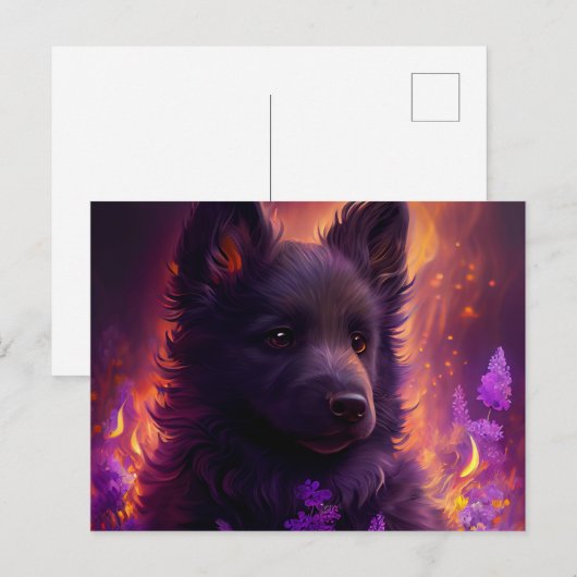 Cartes Postales Chien Mauve ポストカード (正面/裏面)