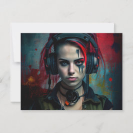 Cartes Postales Fille Ecouteur ポストカード