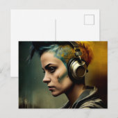 Cartes Postales Fille Ecouteur ポストカード (正面/裏面)