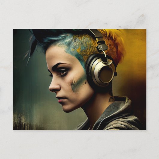 Cartes Postales Fille Ecouteur ポストカード (正面)