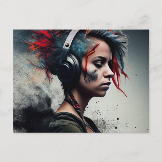 Cartes Postales Fille Ecouteur ポストカード (正面)