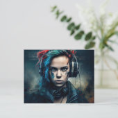 Cartes Postales Fille Ecouteur ポストカード (スタンド正面)