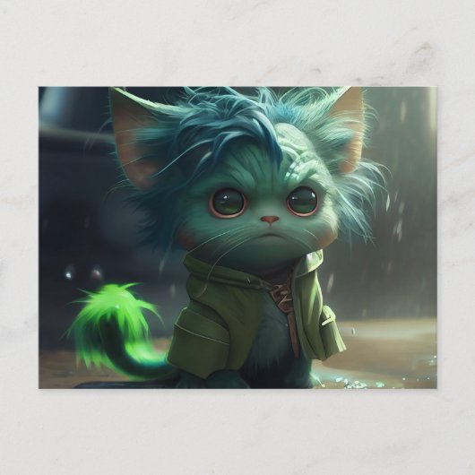 Cartes Postales Green Cats ポストカード (正面)