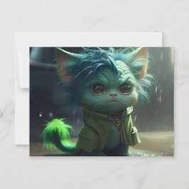 Cartes Postales Green Cats ポストカード