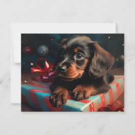 Cartes Postales Puppy Noël ポストカード