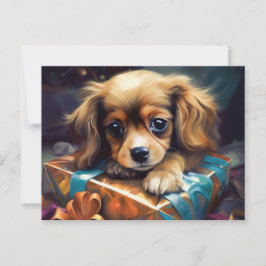 Cartes Postales Puppy Noël ポストカード