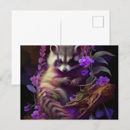 Cartes Postales Raccoon Mauve ポストカード