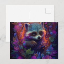 Cartes Postales Raccoon Mauve ポストカード