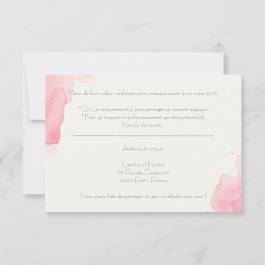 Carton Réponse "Coquelicots" 出欠カード (裏面)