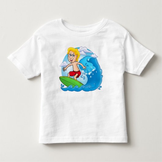 Cartoon_サーフィン_boy トドラーTシャツ (正面)
