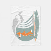 Cartoon a Surfboardキツネ フリースブランケット (正面)