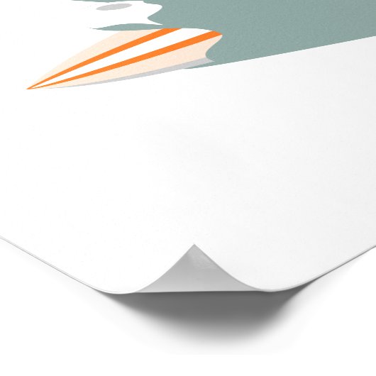 Cartoon a Surfboardキツネ ポスター (角)