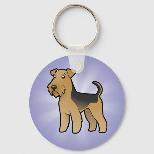 Cartoon Airedale Terrier/ウェルシュテリア キーホルダー (正面)