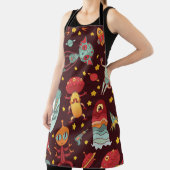 Cartoon aliens vintage seamless pattern. エプロン (インサイチュ)