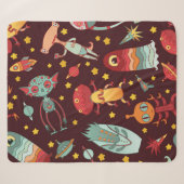 Cartoon aliens vintage seamless pattern. シェルパブランケット (正面(横))
