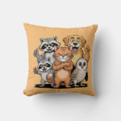 Cartoon Animal Friends Team Illustration クッション (正面)