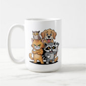 Cartoon Animal Friends Team Illustration コーヒーマグカップ (左)
